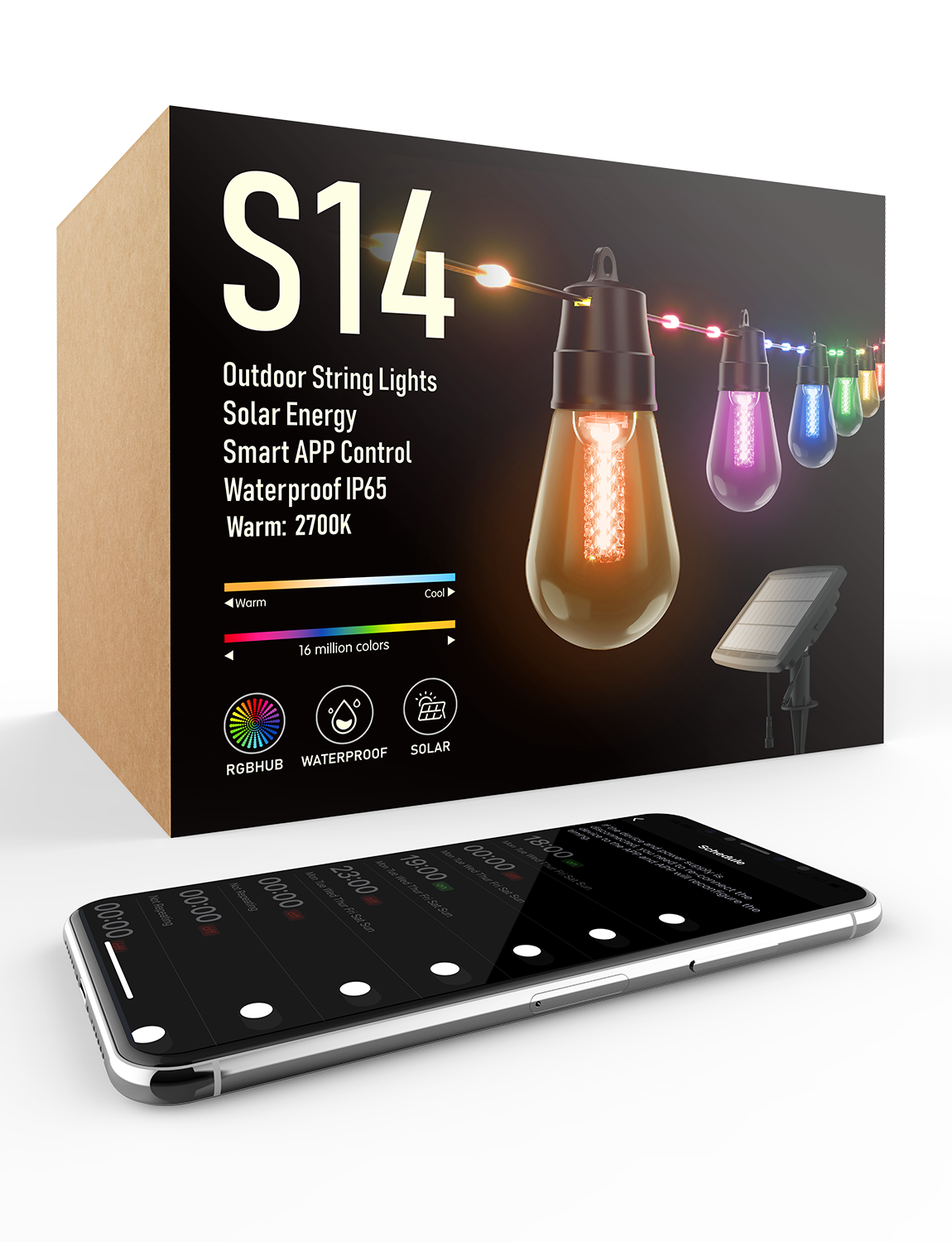 S14 Solar Outdoor String Lights (Clear Bulbs)