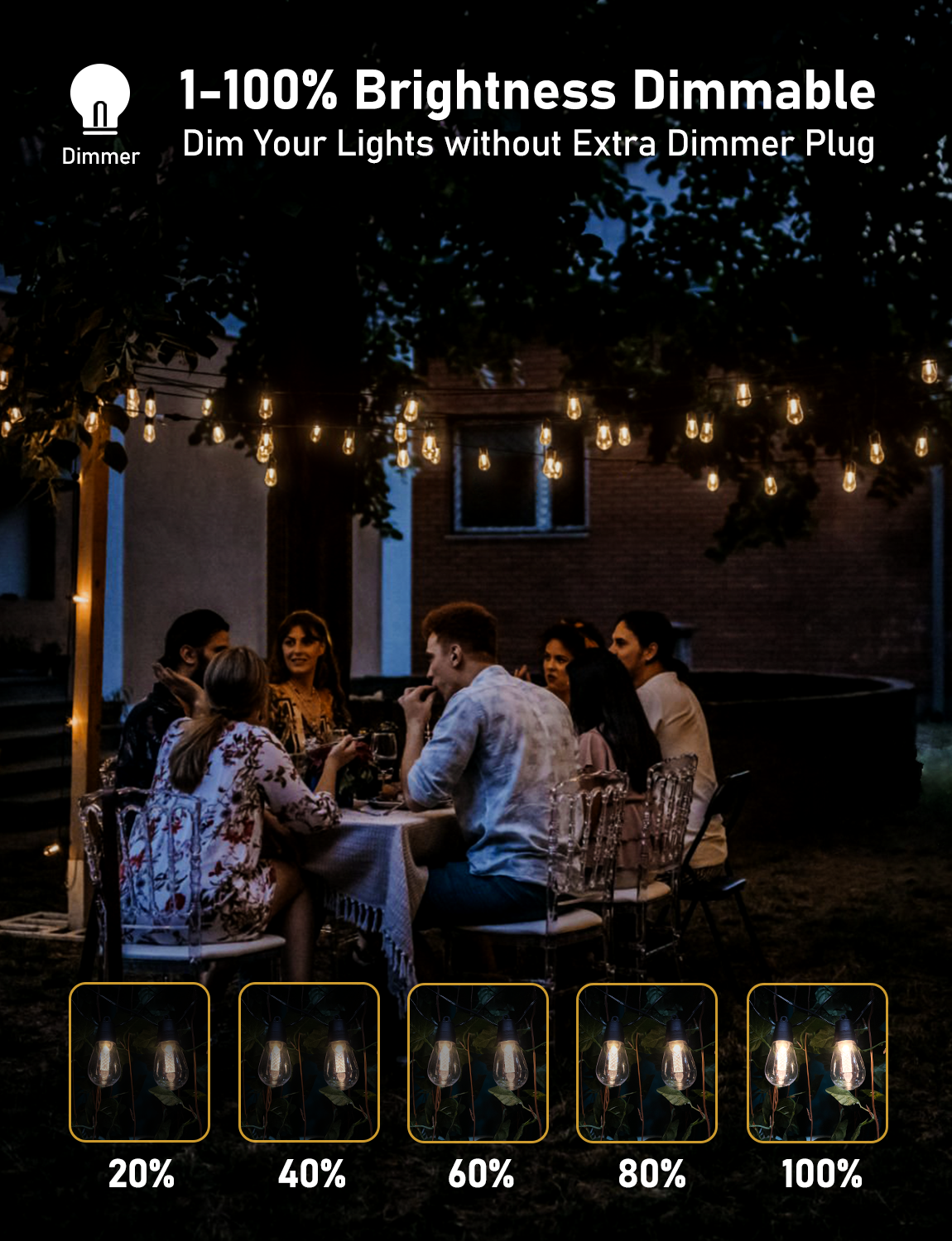 S14 Outdoor String Lights 15M