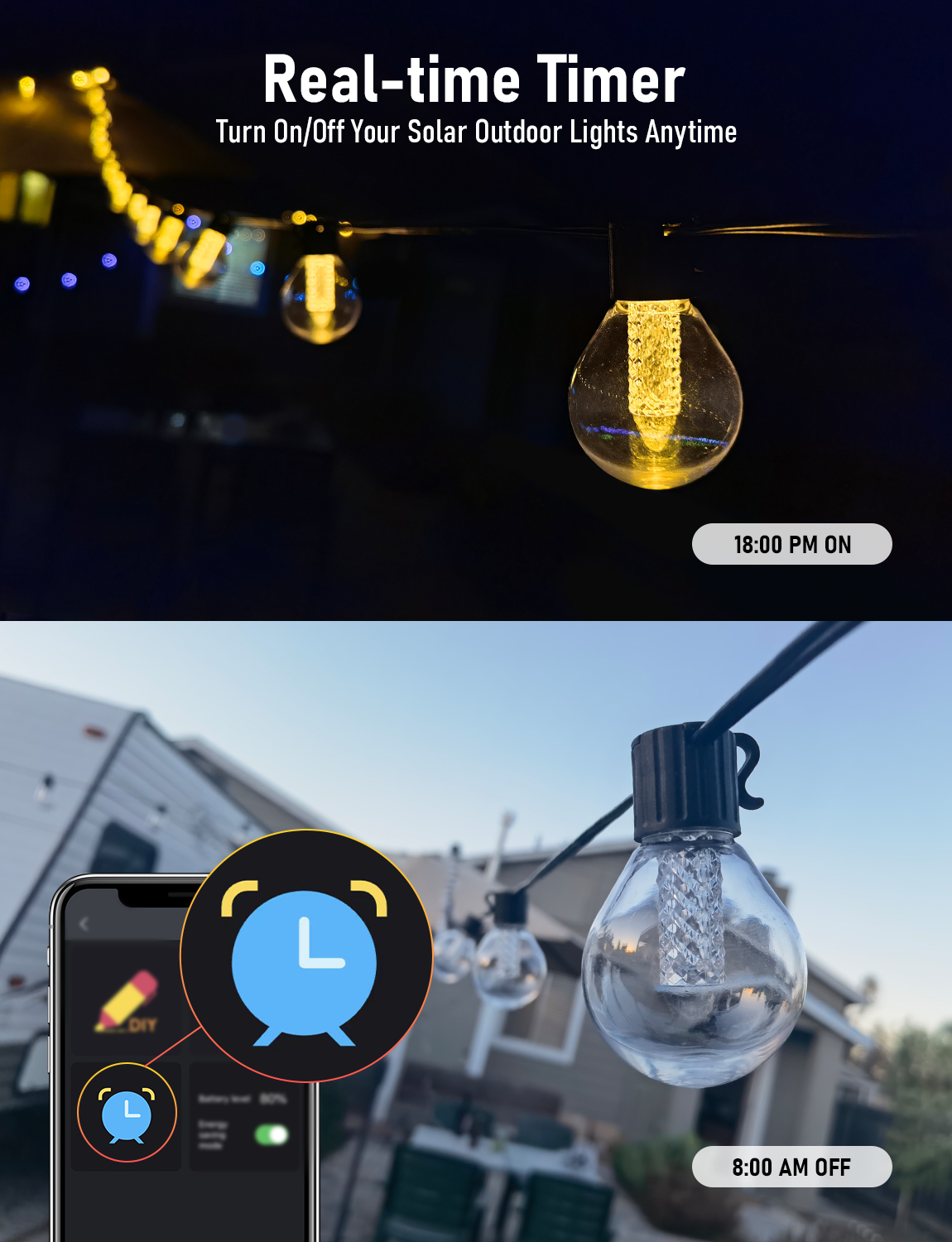G40 Solar Outdoor String Lights 7.5M