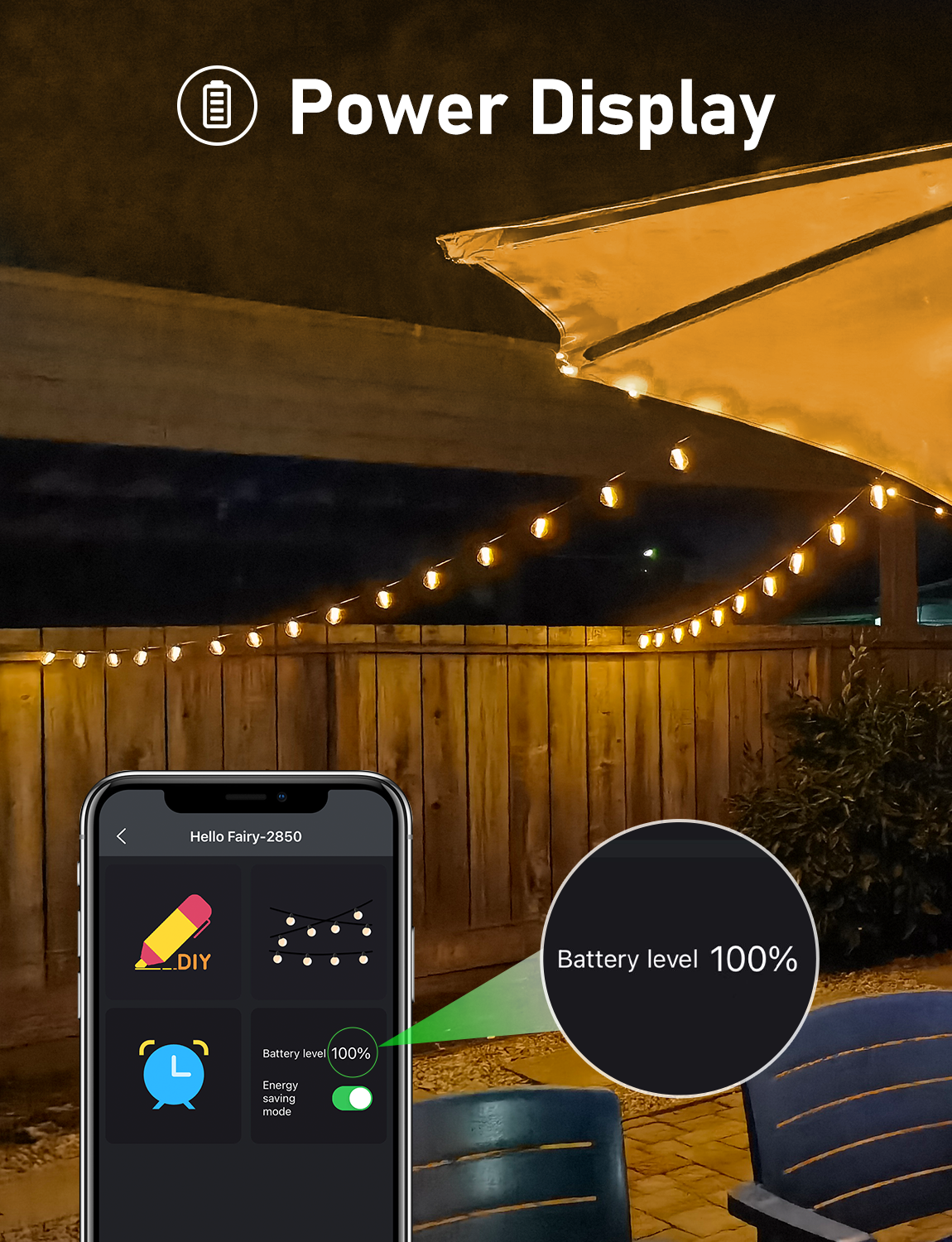 G40 Solar Outdoor String Lights 15M