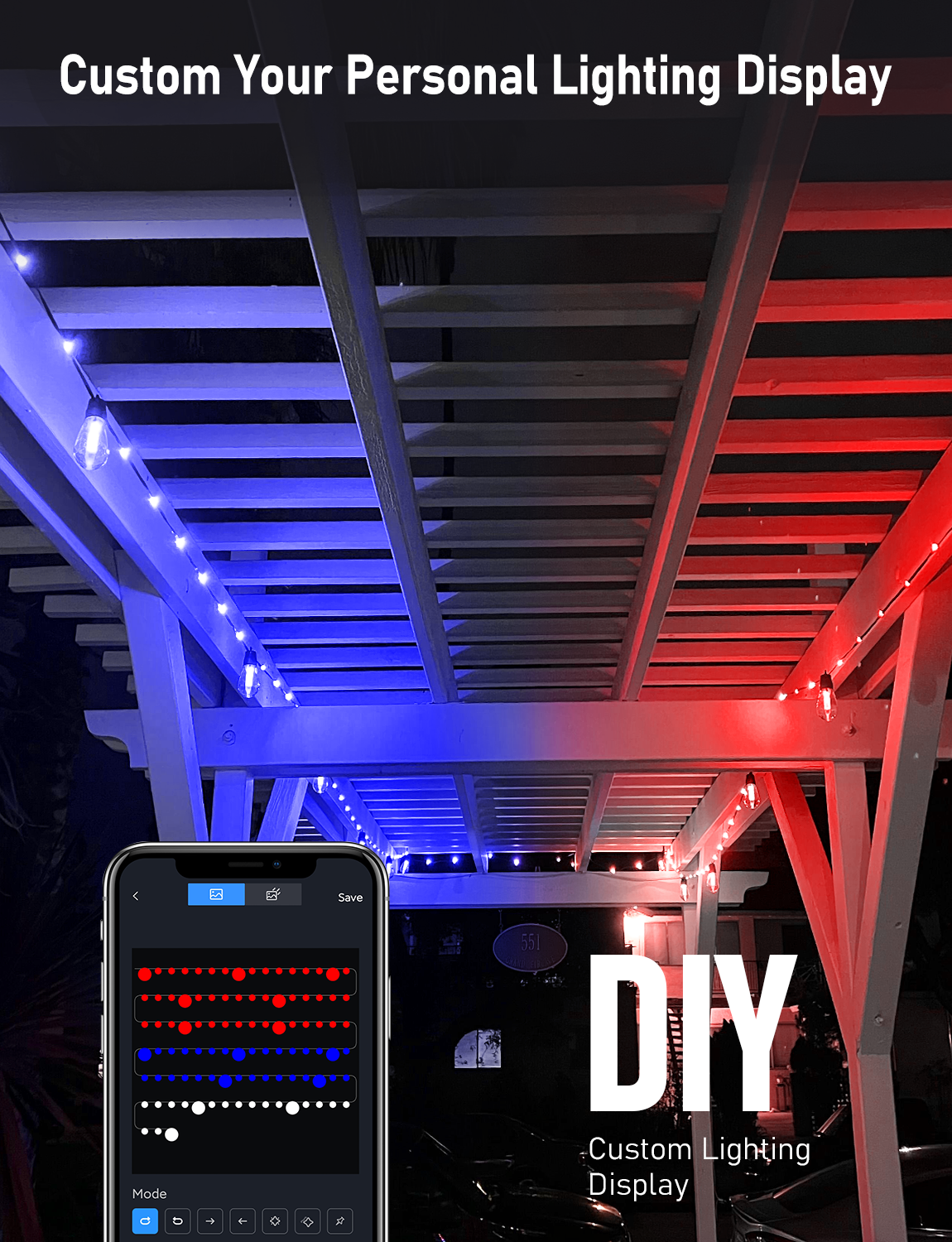 S14 Solar Outdoor String Lights (Clear Bulbs)