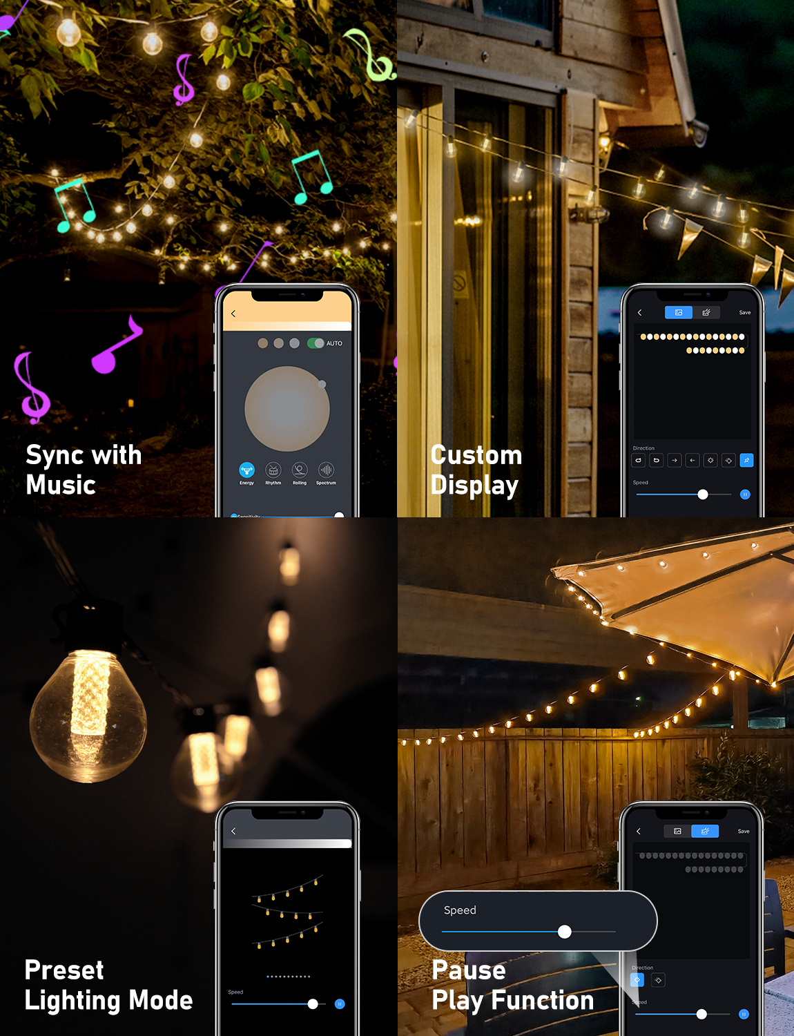 G40 Solar Outdoor String Lights 15M