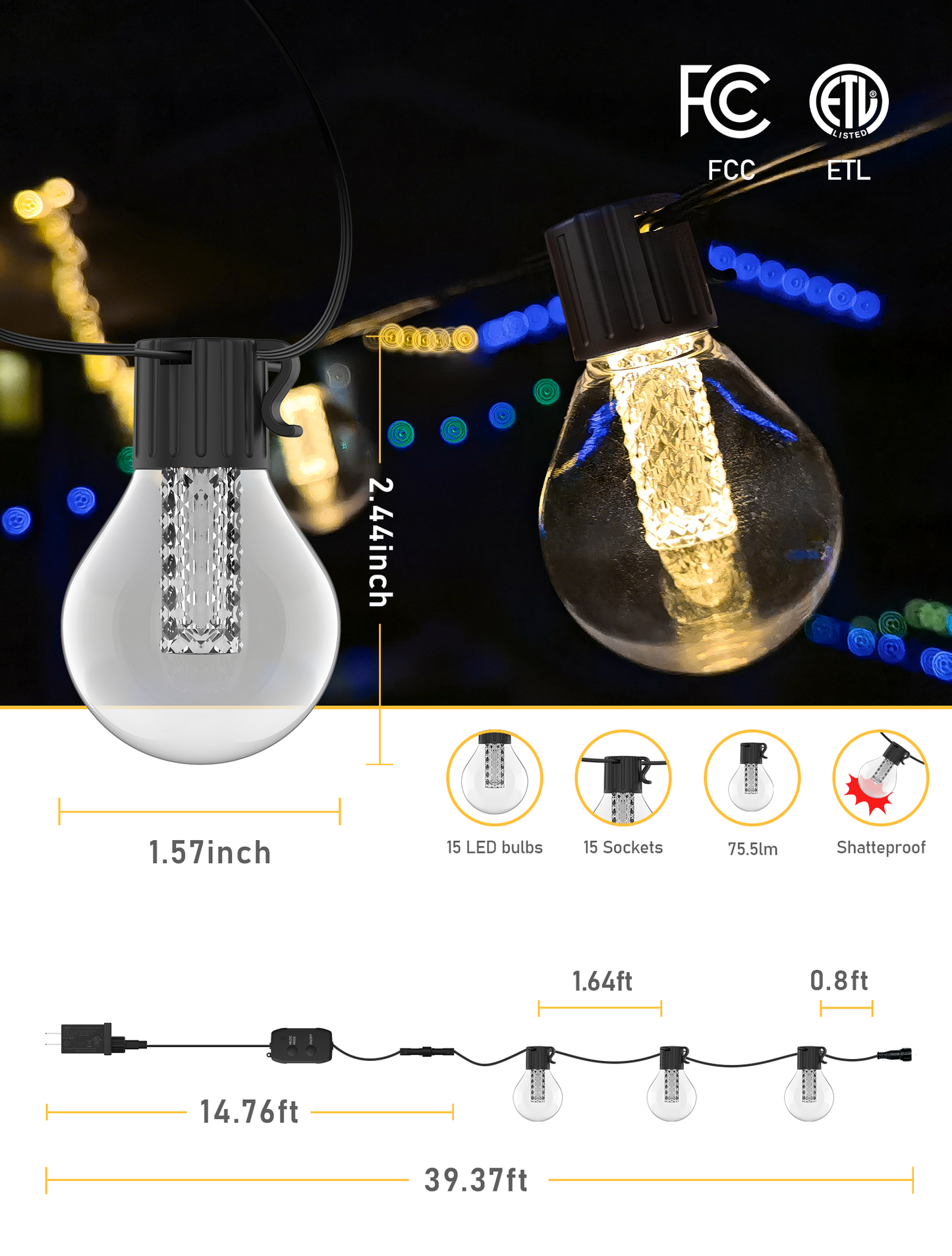 G40 Outdoor String Lights 7.5M