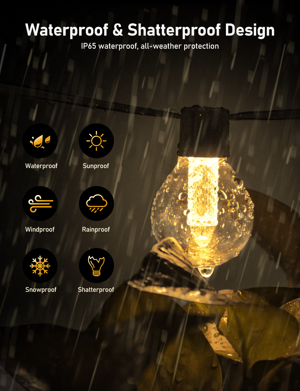 G40 Solar Outdoor String Lights 15M