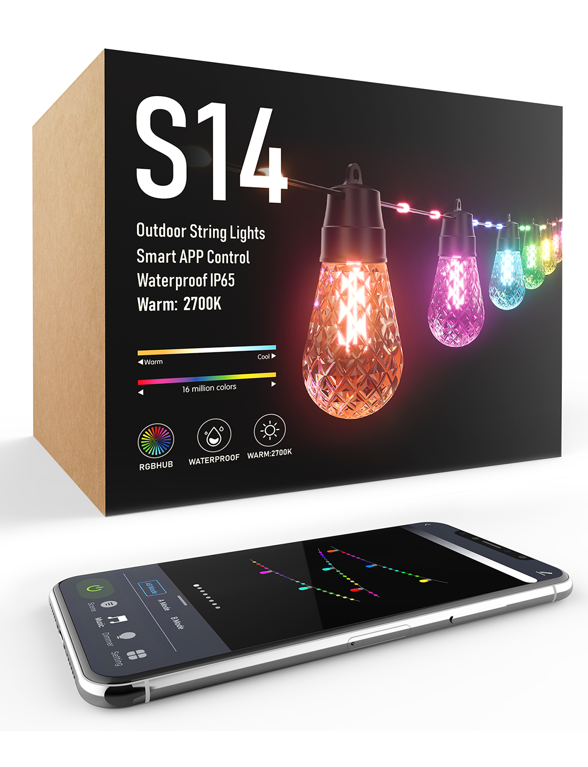 S14 Outdoor String Lights (Crystal Bulbs)