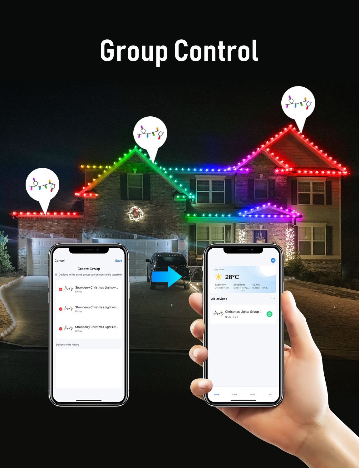 C9 Strawberry Outdoor String Lights Aleax Control 10M