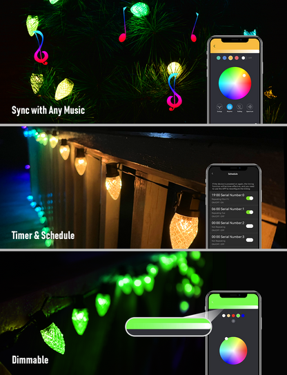 C9 Strawberry Outdoor String Lights Aleax Control 10M