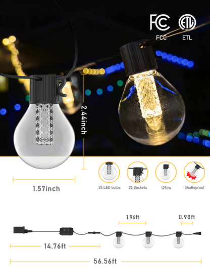 G40 Outdoor String Lights 15M