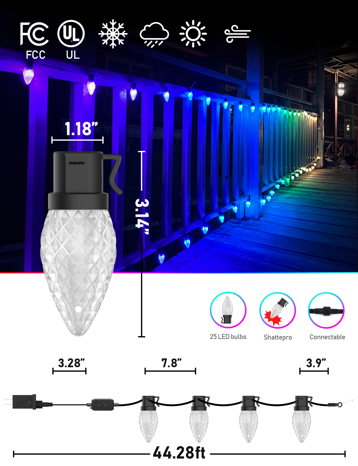 C9 Strawberry Outdoor String Lights 20M